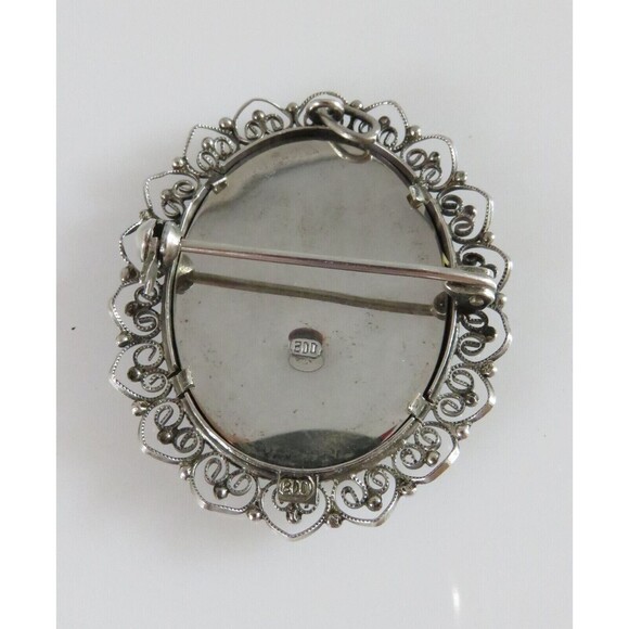 Old Hand Painted Miniature Madonna of the Streets 800 Silver Pendant Brooch - Picture 6 of 11